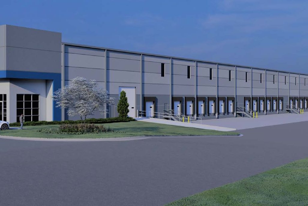 MOVA Logistics loading dock and truck court rendering