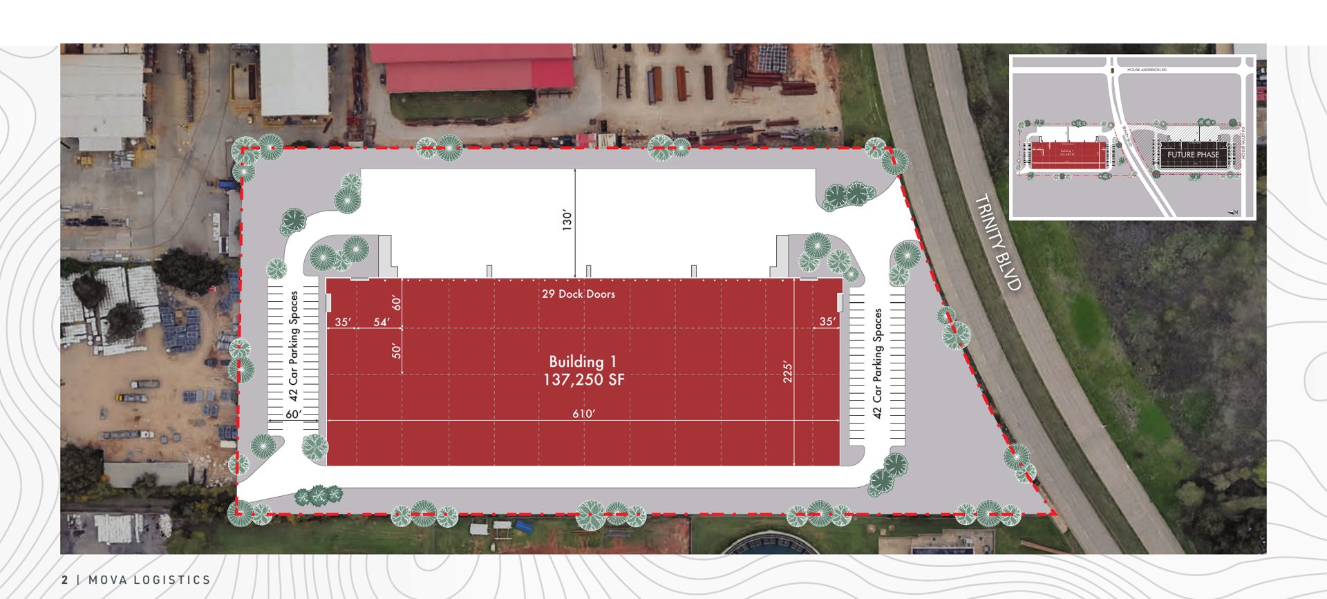MOVA Logistics — site plan and aerial, Building 1